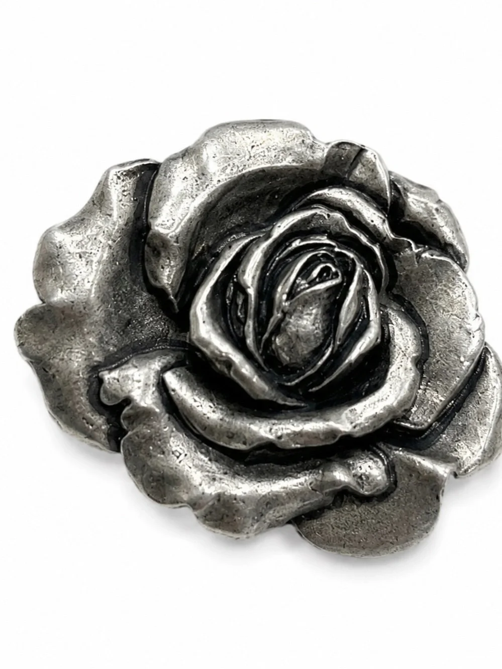 Seagull Pewter Rose Brooch Pin Handcrafted in Nova Scotia Canada Floral